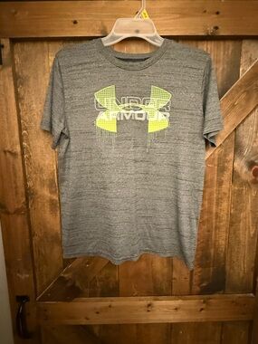 Under Armour Boy’s Gray Performance Tee with Neon Logo